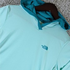 The North Face Hoodie Pullover FlashDry Activewear Top Teal Blue Womens Small