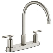 Cinwiny Brushed Nickel Two Handle Kitchen Sink Faucet 8 Inch Centerset Lead Free