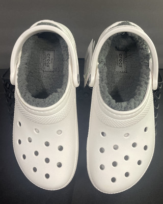 Crocs Classic Lined Clogs Lightweight Slip On Shoes Men's 7 Women's 9 White NEW