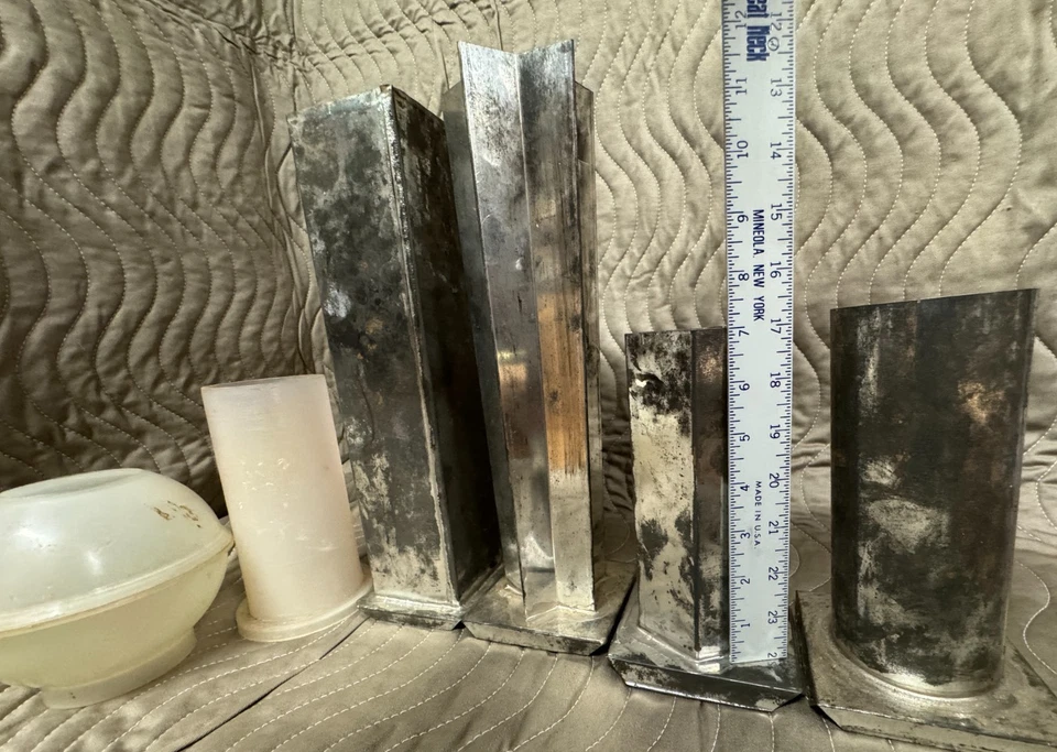 Lote De Colección Moldes De Velas De Pilar De Metal/Plástico Varios Tamaños, Formas Foto 4 de 4
