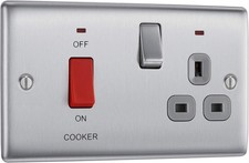 BG Electrical Cooker Switch with Socket and LED, Cooker Control Unit, Control S