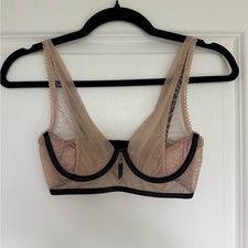 Frederick's of Hollywood Black and Beige Zoe-Anna Lace Mesh Unlined Bra Small