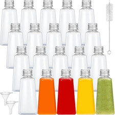 20 Pack 2Oz/60Ml Mini Shot Bottles with Lids Plastic Ginger Shot Bottles Mini Al