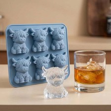 Mini Funny 3D Highland Cow Ice Cube Mold Tray for Whiskey Cocktails