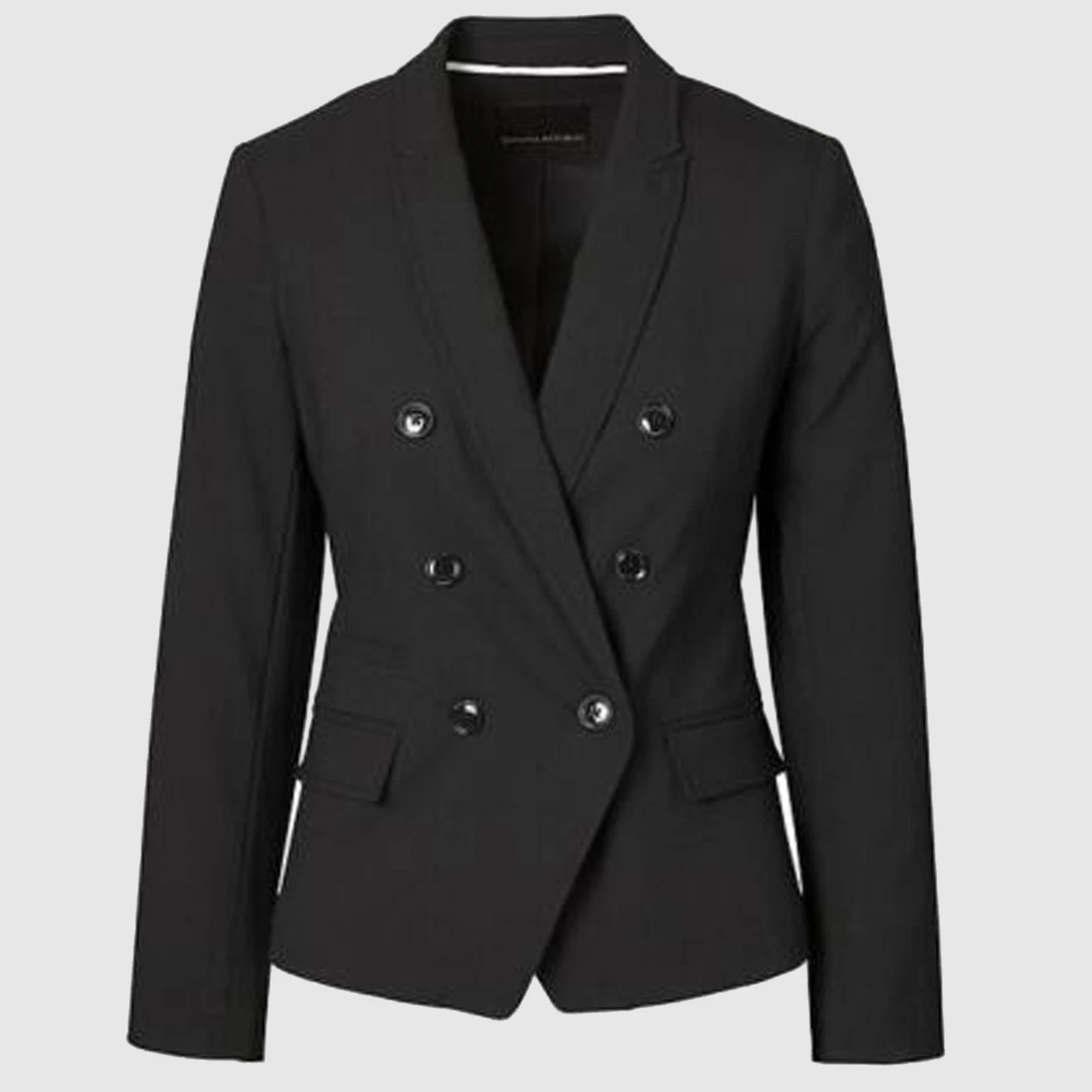 Black Women's Blazers Double Breasted-Fit Lightweight Wool Blazer