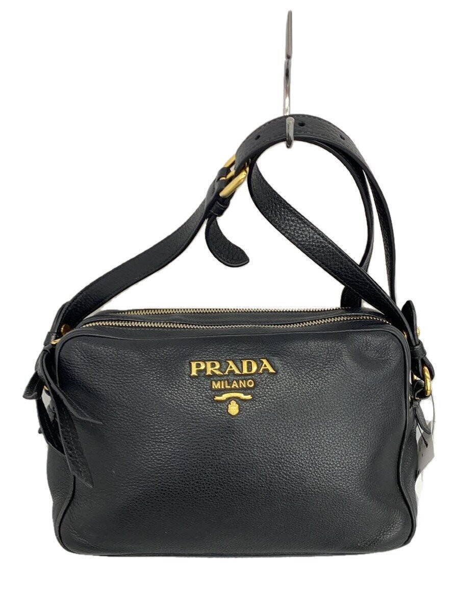 PRADA VITELLO PHENIX Shoulder Bag Leather BLK 1BH079