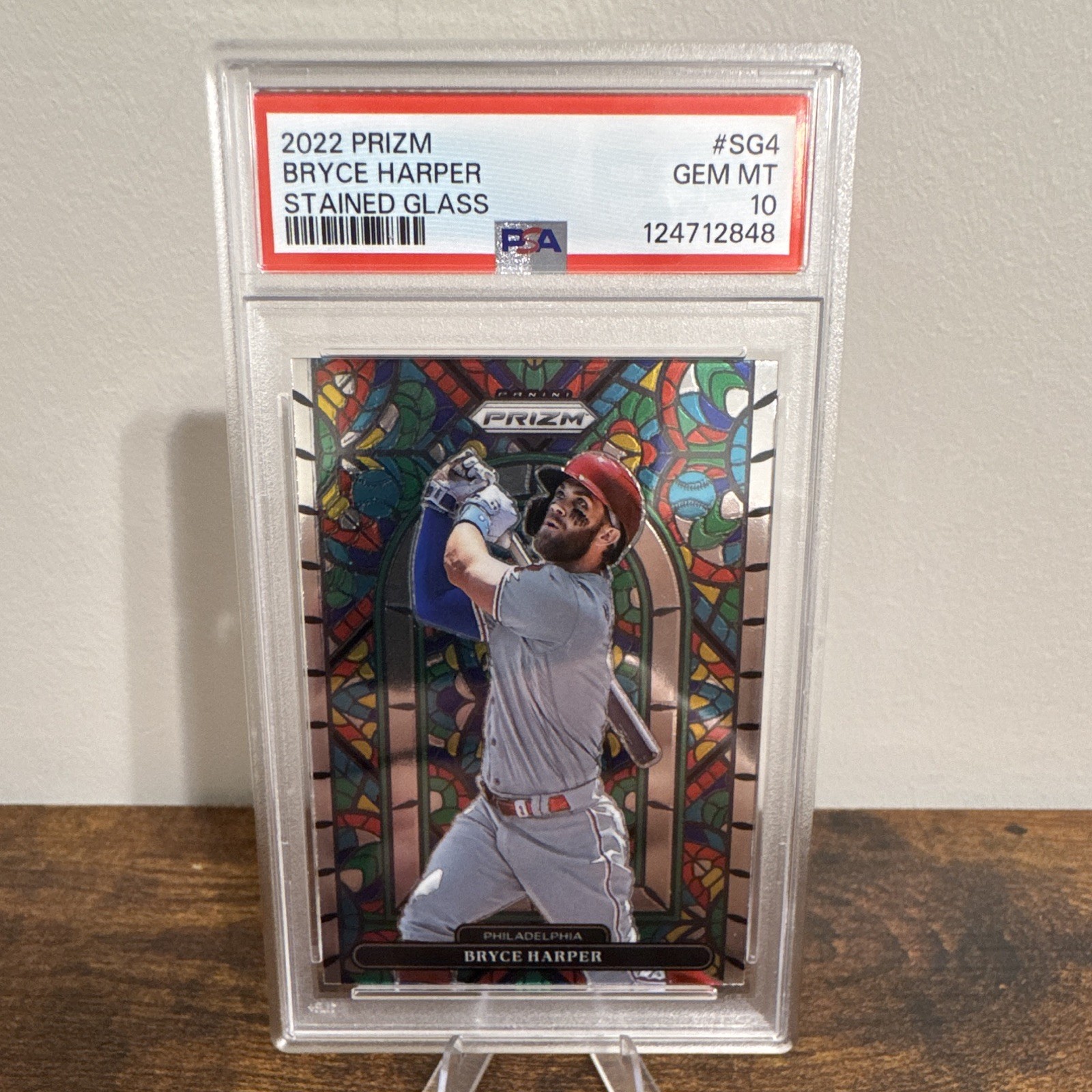 Panini 2022 Prizm Stained Glass Bryce Harper Phillies #SG-4 PSA 10 view 1