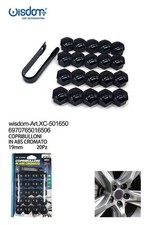 Copribulloni 19mm Nero Cromato 20 Pezzi ABS Auto Cerchi Ruote - xc-501650 wis