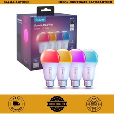 4-Pack RGBWW Smart LED Bulbs 9 W 800 Lm A19 E26 Wi-Fi Color-Changing