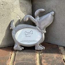Dog Frame Holds Whimsical Pewter Holds 3.5x2.5  Photo