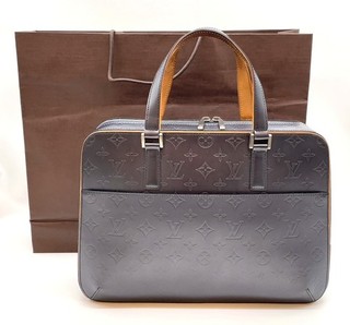 Auth Louis Vuitton Monogram Matte Blue Malden Bag M55135 Wbag NS061426