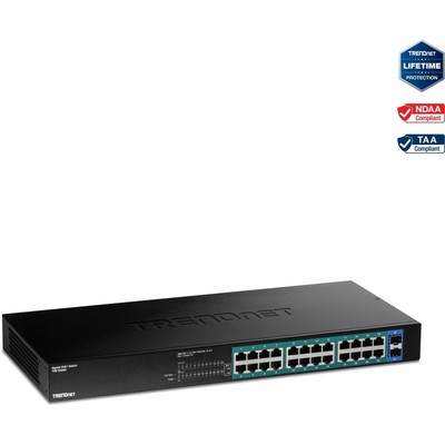 TRENDnet 26-Port Gigabit PoE+ Switch, 24 x 30W PoE+ Ports, 2 Gigabit SFP Slots,