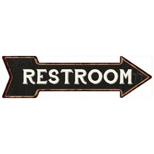 Restroom Right Arrow Sign Vintage Looking Metal Sign 6x18 inches