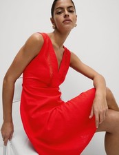 Marks & Spencer Womens Tomato Linen Mini Shift Dress - M&S