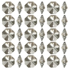 K9 Crystal Octagon Beads 2 Holes 100 Pack 14mm Chandelier Prisms, Gray