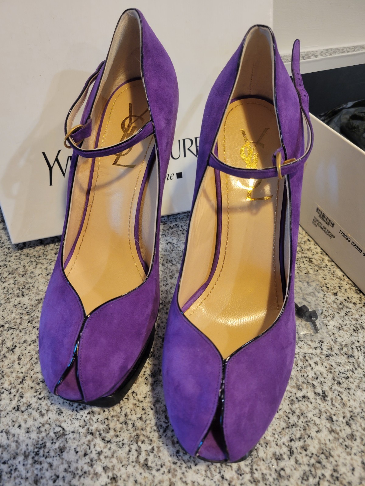 Decolte donna Yves Saint Laurent tacco viola EU 38 omaggio 105 scamosciate plateau