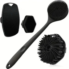4pcs Silicone Bath Brush Set Exfoliating Body Scrubber for Men Women