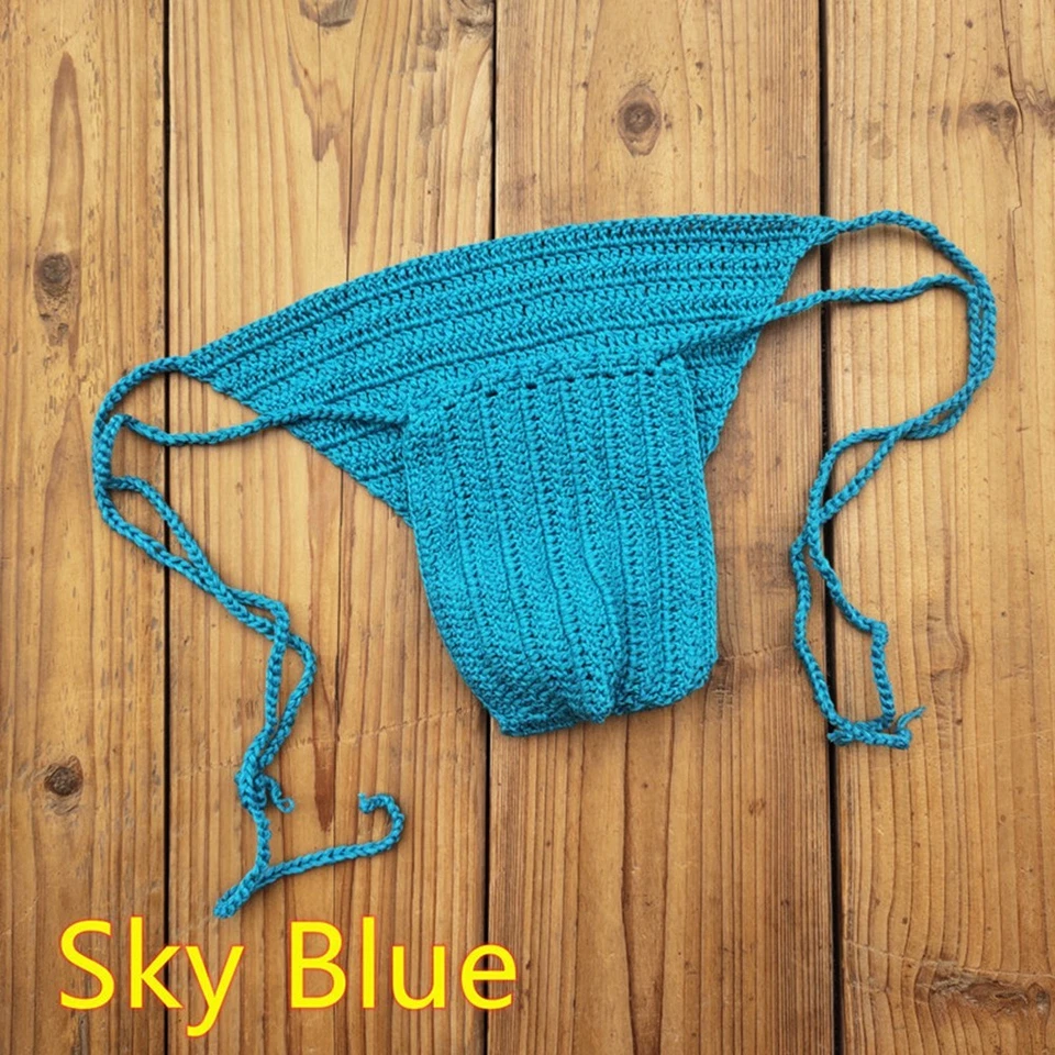 Calzoncillos de ganchillo a mano para hombre ropa interior de tiro bajo para nadar y tomar el sol Foto 2 de 4