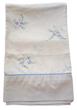 Set of two cotton blend ivory floral standard pillowcases