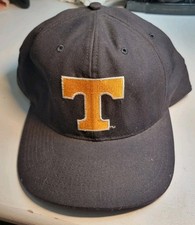 Tennessee UT Volunteers Vols Black Fitted Size 7-3/8 Large Hat Cap MADE IN USA
