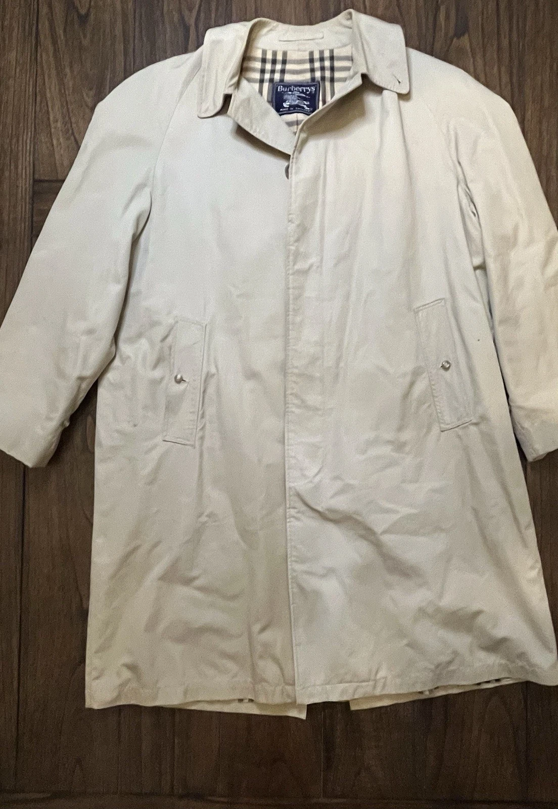 Vintage Burberrys Trench Coat England Beige Nova Check Classic Fair Condition