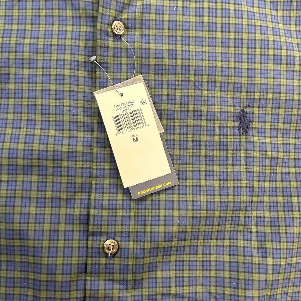 NWT Men's Polo Ralph Lauren  Button Down Shirt Classic Fit Blue Plaid Size M - Image 3 of 4