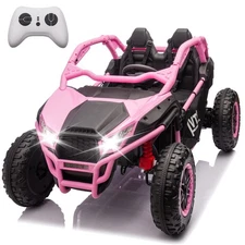 24V Kids Ride on Electric Car UTV w/Remote, LED, Battery Power Wheels,Pink