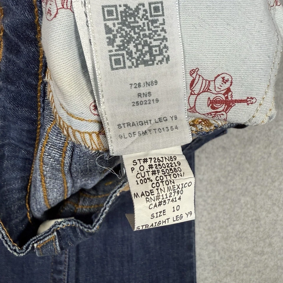 Pantalones de mezclilla True Religion talla 10 Y9 pierna recta tiro bajo retro Y2K niños Foto 4 de 4