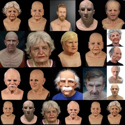 Silikon Kopfbedeckung Maske Maskerade Falten Gesichtsmaske Cosplay Halloween DE