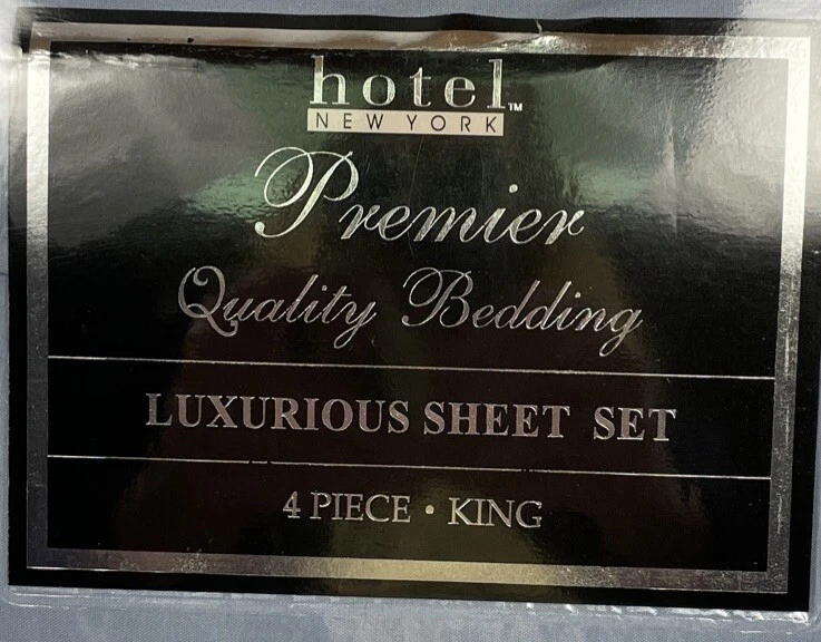 Juego de sábanas de lujo de ropa de cama de primera calidad Hotel New York 4 piezas King Lt azul Foto 2 de 4