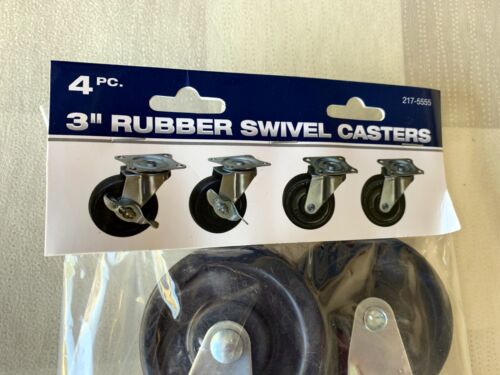 3'' Rubber Swivel Casters Set of 4. - Picture 2 of 6