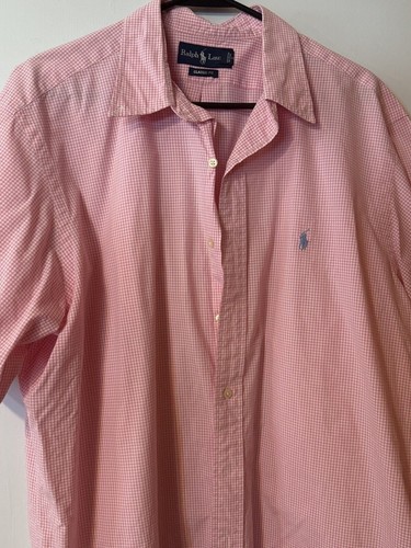 Ralph Lauren Men's Pink Seersucker Gingham Shirt Polo Pony Short Sleeve Size XL - 第 2/11 張圖片