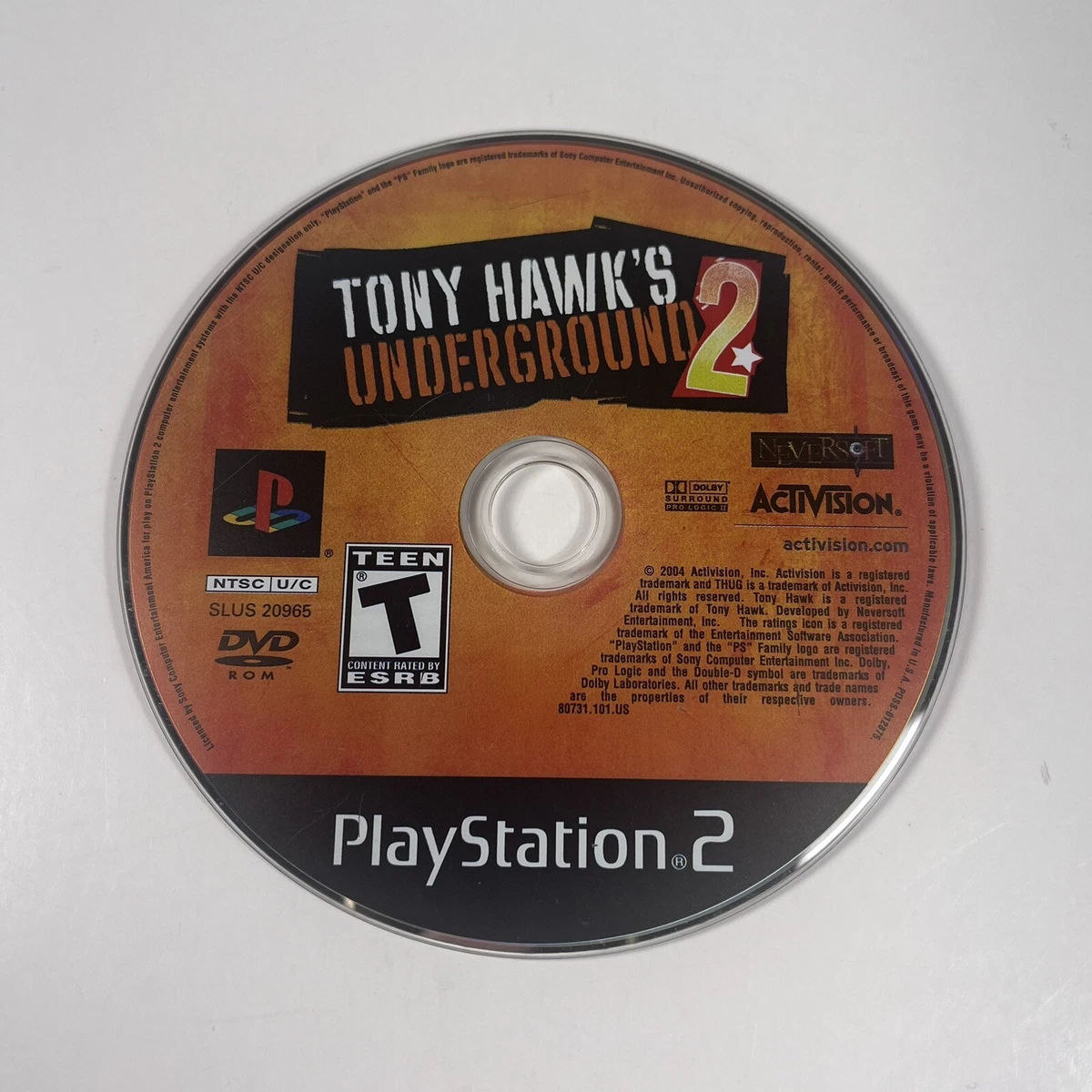 Tony Hawk's Underground (PlayStation 2 PS2) - DISC ONLY