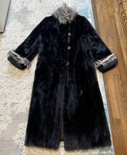 La Flamme Dark Brown Mink Fur Coat With Fox Fur Trim