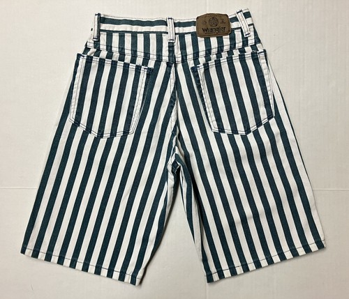 Vtg Wrangler Green Striped Bermuda Shorts Girls Size 14 24 x 10 High Rise USA - Picture 11 of 12