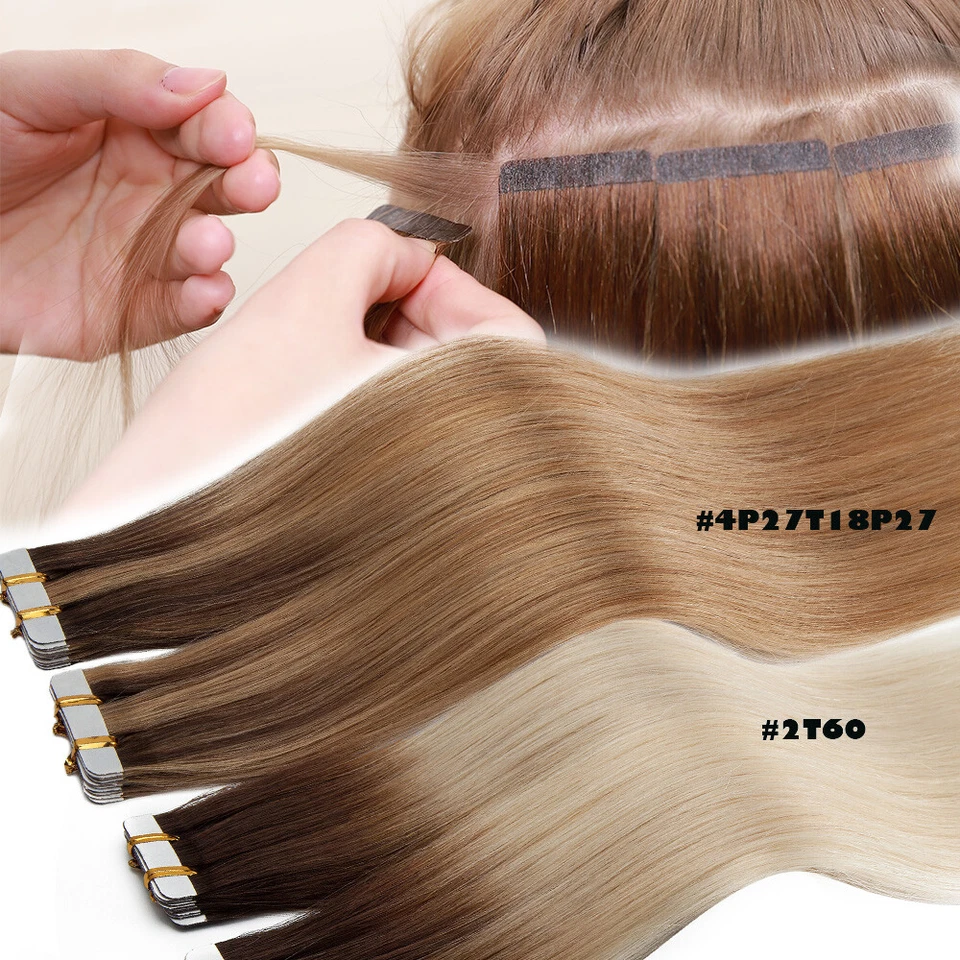 Russian Tape In Real Remy Human Hair Extensions Skin Weft THICK 80PCS 200g Ombre - Image 3 of 4