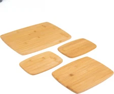 Set of 4 Reversible Bamboo Cutting Boards, Assorted Sizes 14"L x 11"W x 0.8"Th