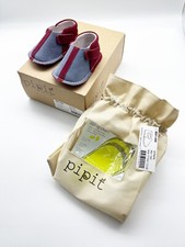 Pipit Red Blue Suede Leather Stripe Slip On Baby Walking Shoes Size 2