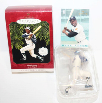 MIB Hallmark Keepsake Christmas Ornament Hank Aaron Atlanta Braves MLB w/ Card