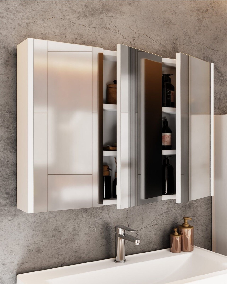 Badmöbel Set Badezimmer Unterschrank 80x50cm Mit Waschbecken Und Spiegelschrank 80cm In Weiss
