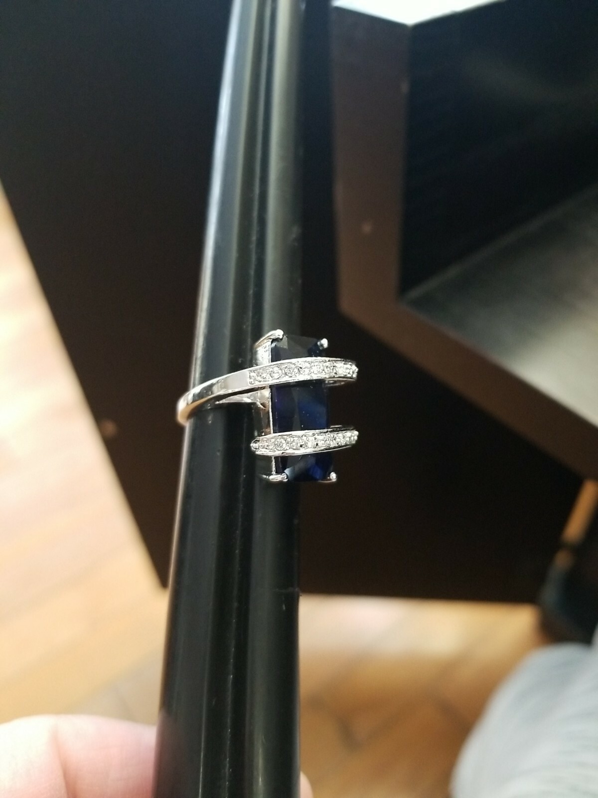 Sterling Silver Gorgeous  Large Rectangle Blue St… - image 4