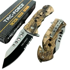 7.75" Tac Force Spring Assisted Open  Camo Tactical Rescue Pocket Knife 