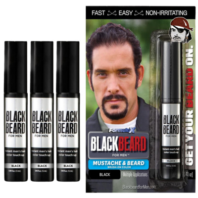 Blackbeard for Men Temporäre Farbe Mascara Bart Schnurrbart Augenbrauen SCHWARZ X3