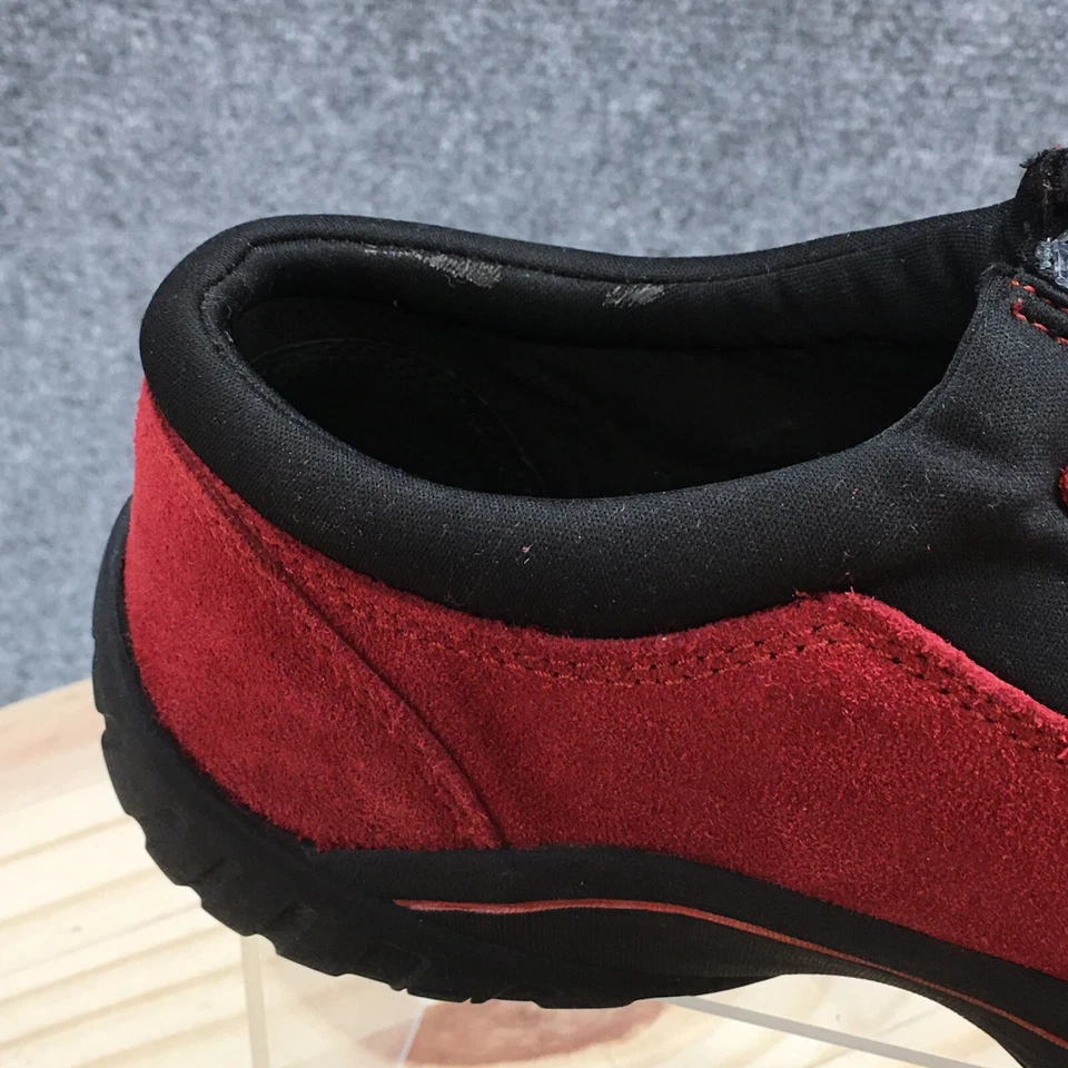 Zapatos Lands End para mujer 7 B todo clima mocasín con cremallera frontal 322424 cuero gamuza rojo Foto 2 de 4