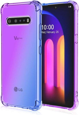 LG V60 ThinQ Case Clear Purple Gradient Slim Flexible TPU Shockproof Phone Cover
