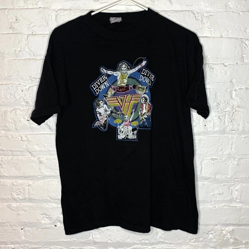 VTG 80s Van Halen Diver Down Tour Band T Shirt Size XL Black 1980s vintage concert t-shirt, vintage, size XL, single stitch, B+ condition