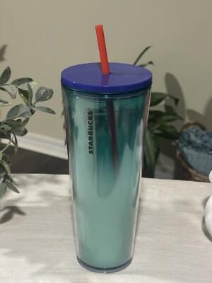 Starbucks Summer 2020 Teal Blue Frosted Acrylic Cold Cup Tumbler Venti 24oz  | eBay