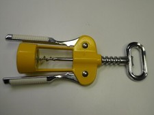 VINTAGE YELLOW & WHITE METAL CORKSCREW BOTTLE OPENER ITALY