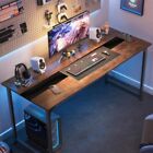 70.9" Large Office Desk Gaming Work Desk, Wooden Top & Metal Frame, Rustic/Black