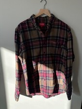 Supreme Fall Brown  Red Plaid Flannel Shirt Men's Size Large
